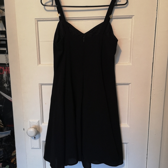 Vintage 80s Fit and Flare LBD With Rhinestone Detail - Picture 3 of 8